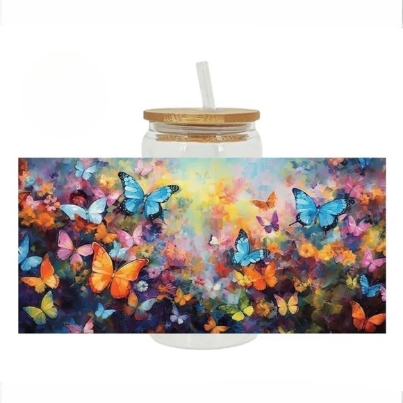 Butterfly Floral Frosted Tumbler - Picture 1 of 2
